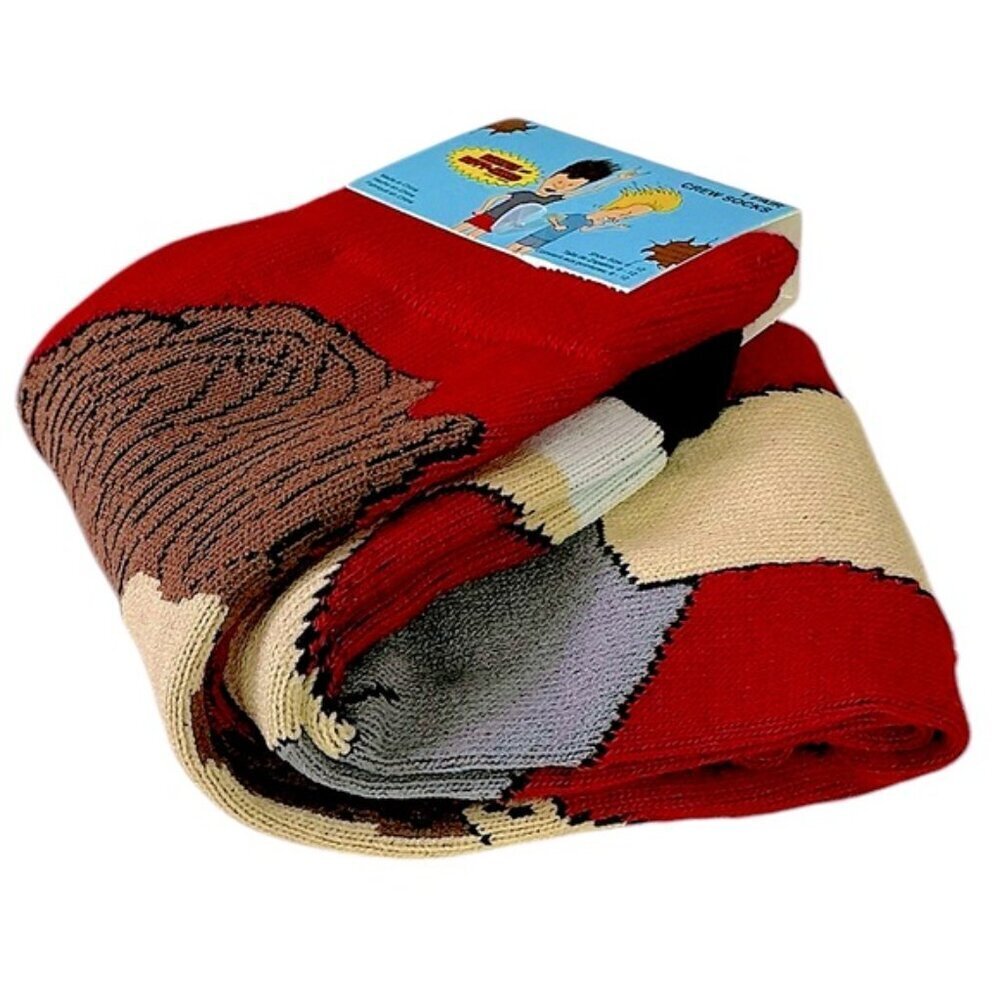 Beavis and Butt-Head Crew Socks Novelty Fun One Size Adult Unisex Red Men’s 6-12 - Picture 2 of 16